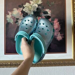 Crocs Disney Mickey teal blue glitter